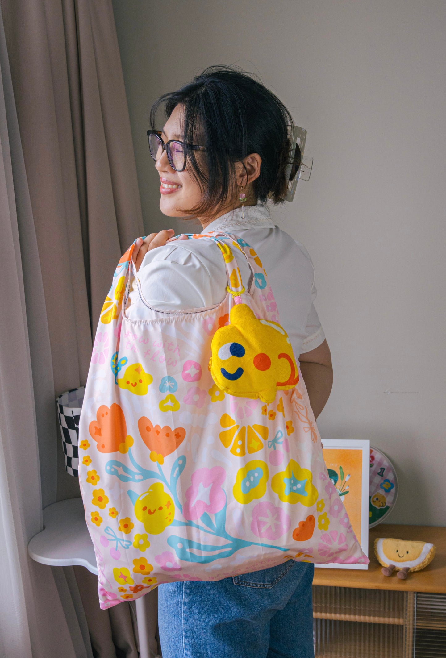 Lemon 2-in-1 Foldable Shopping Bag Charm