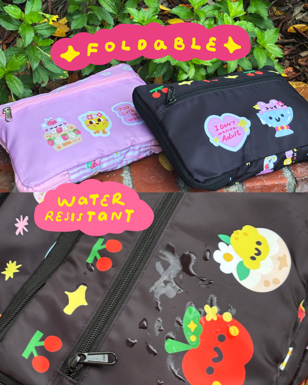 Strawberry Matcha foldable Travel Bag / Gym Bag 🍓