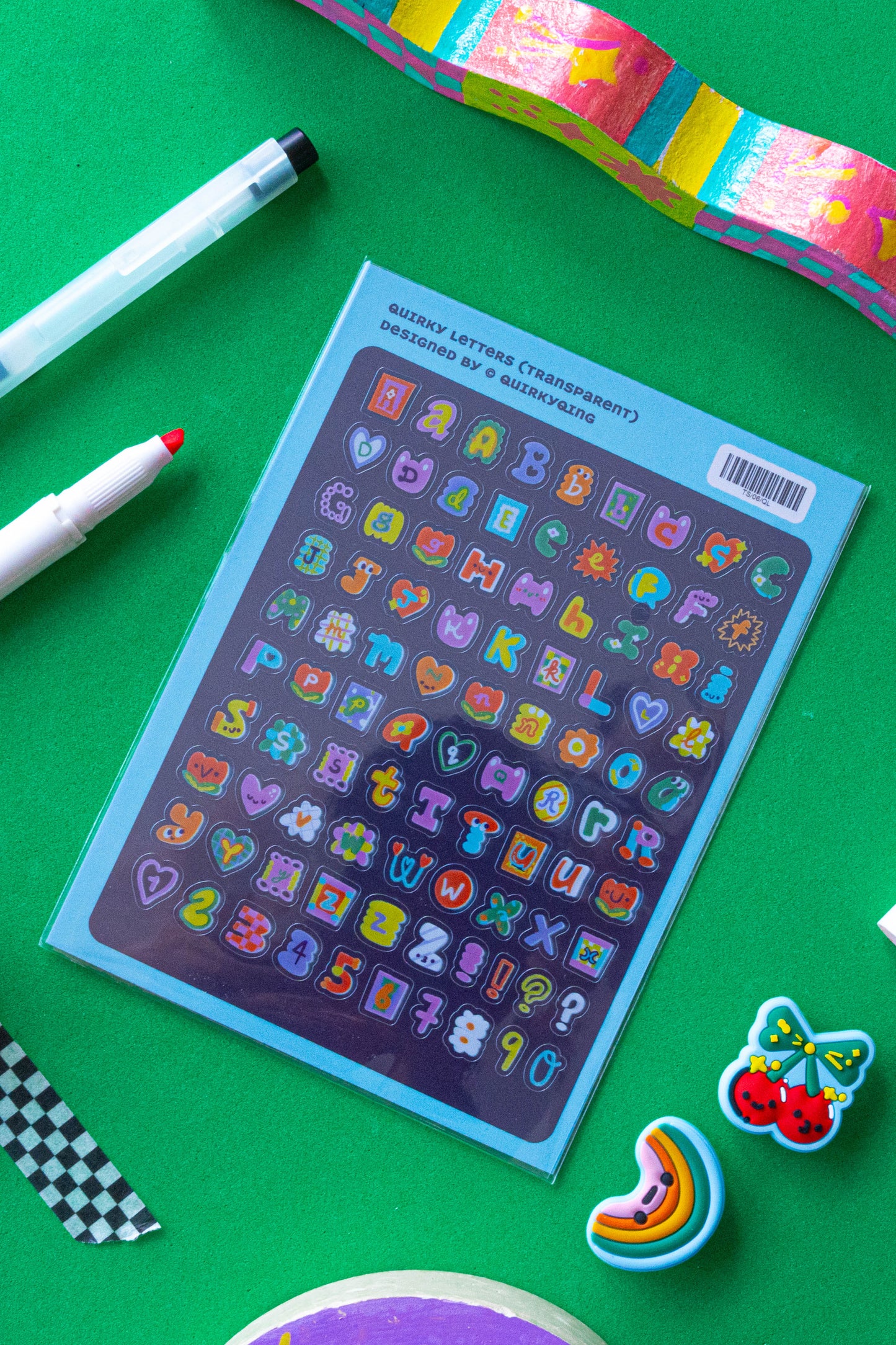 Quirky Letters Transparent Sticker Sheet