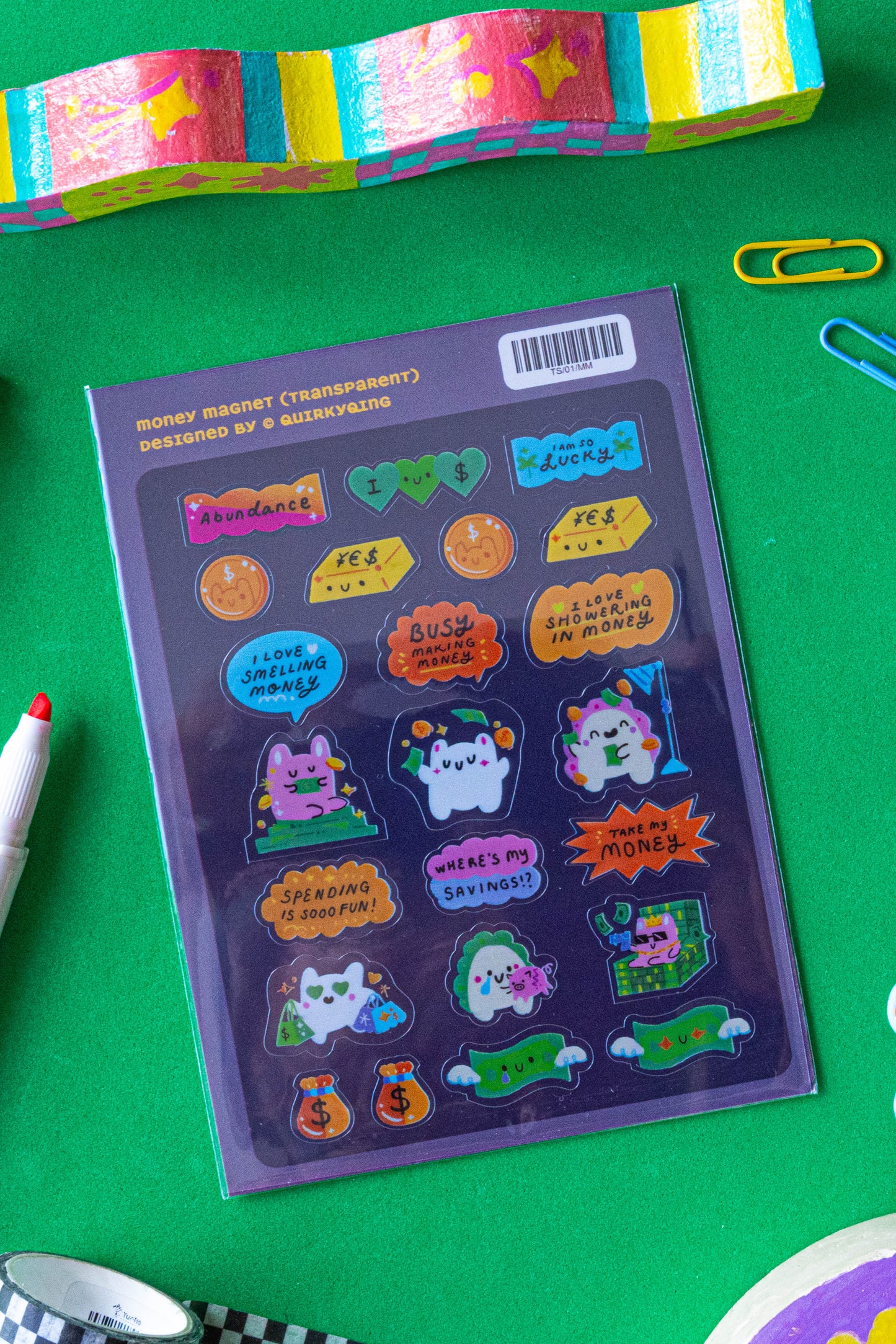 Money Magnet Transparent Sticker Sheet
