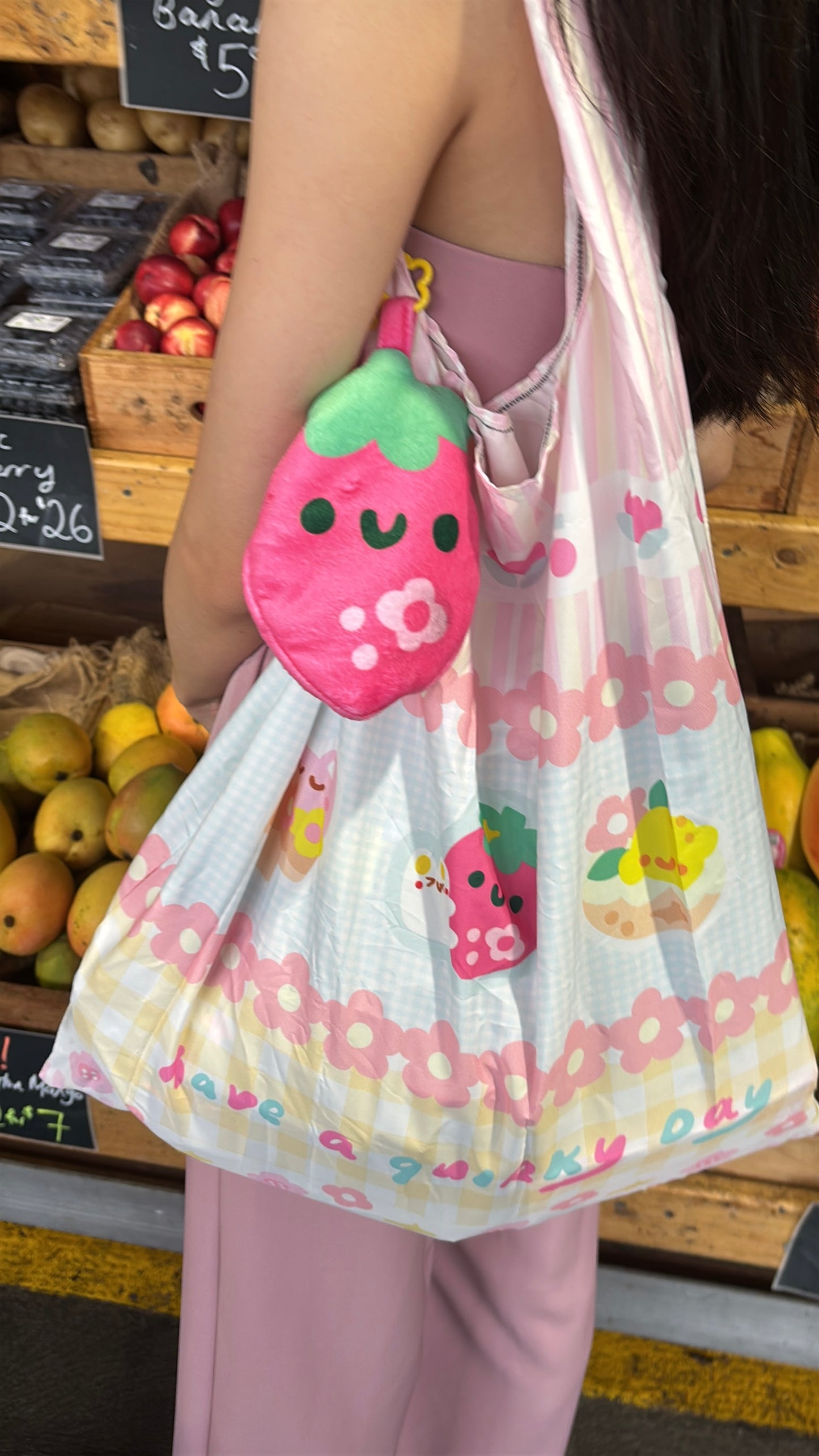 Strawberry Days 2-in-1 Foldable Shopping Bag Charm 🍓 (detachable)