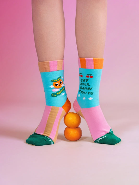 Eat Your Damn Fruits Mis-matched Socks