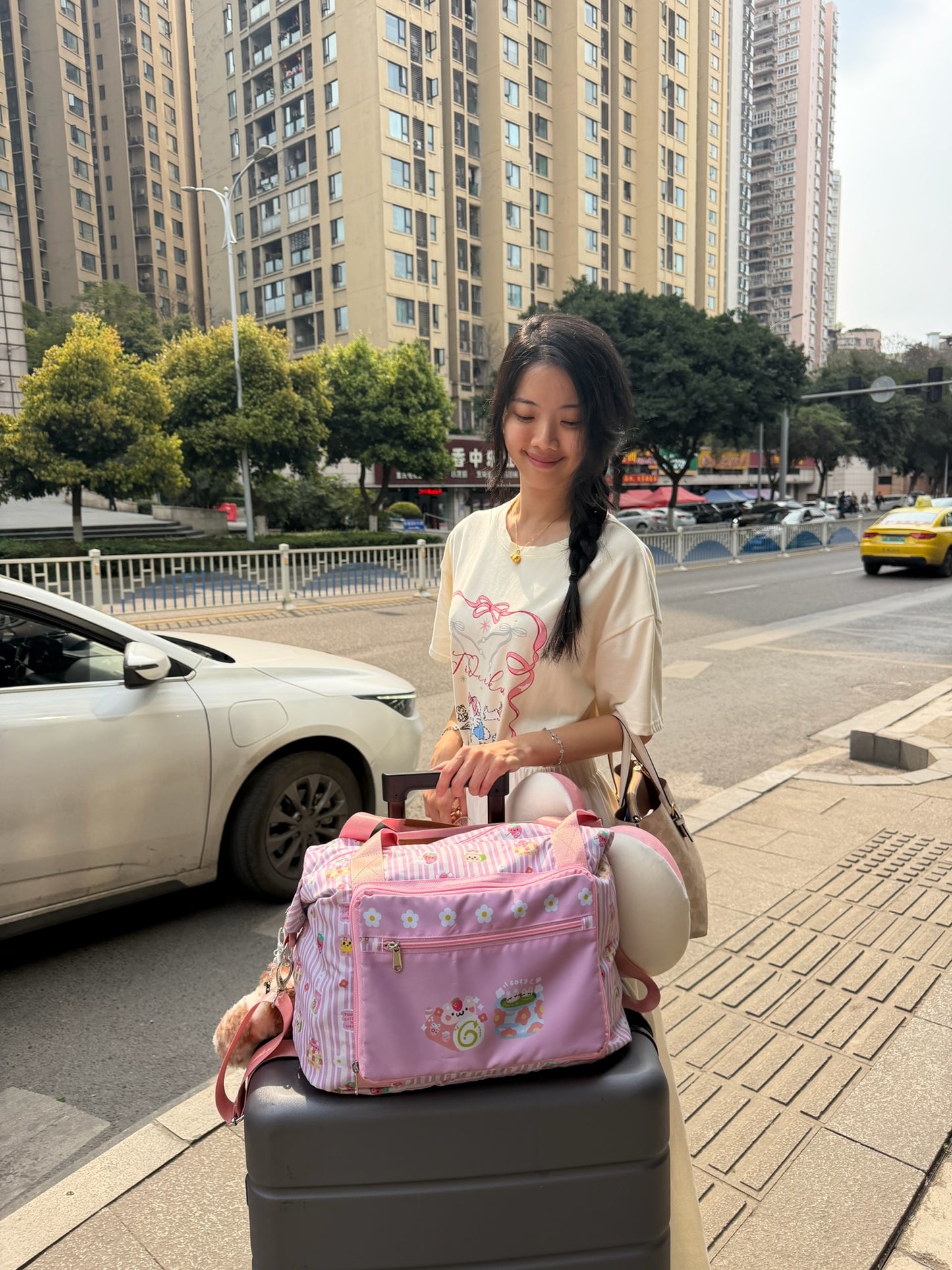 Strawberry Matcha foldable Travel Bag / Gym Bag 🍓