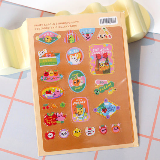 Fruits Label Transparent Sticker Sheet