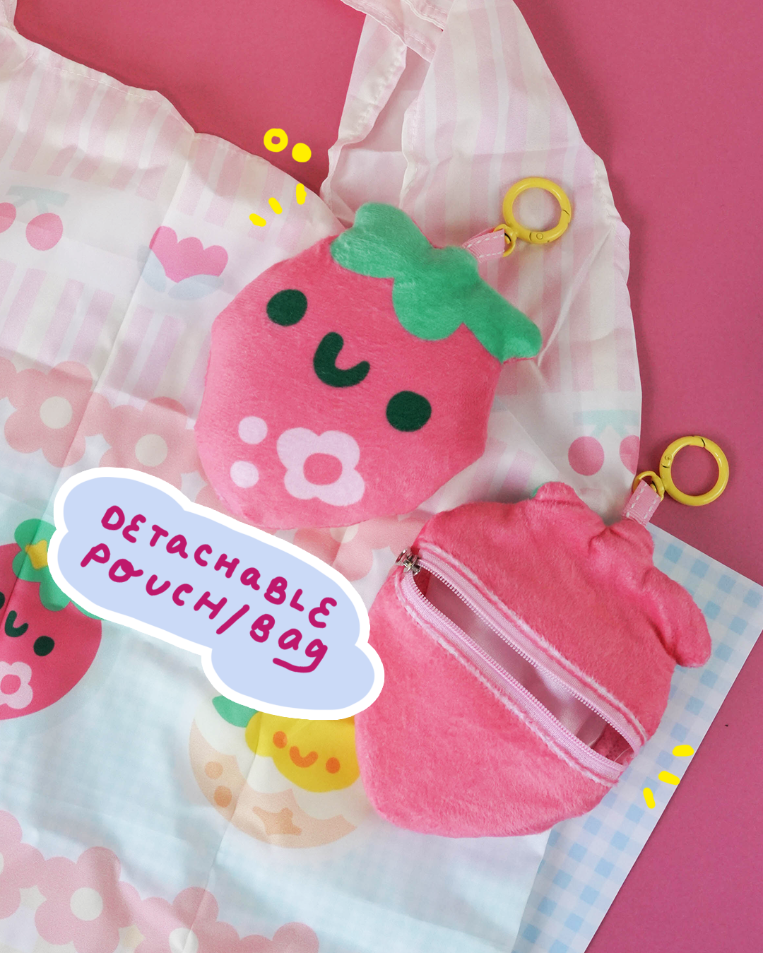 Strawberry Days 2-in-1 Foldable Shopping Bag Charm 🍓 (detachable)
