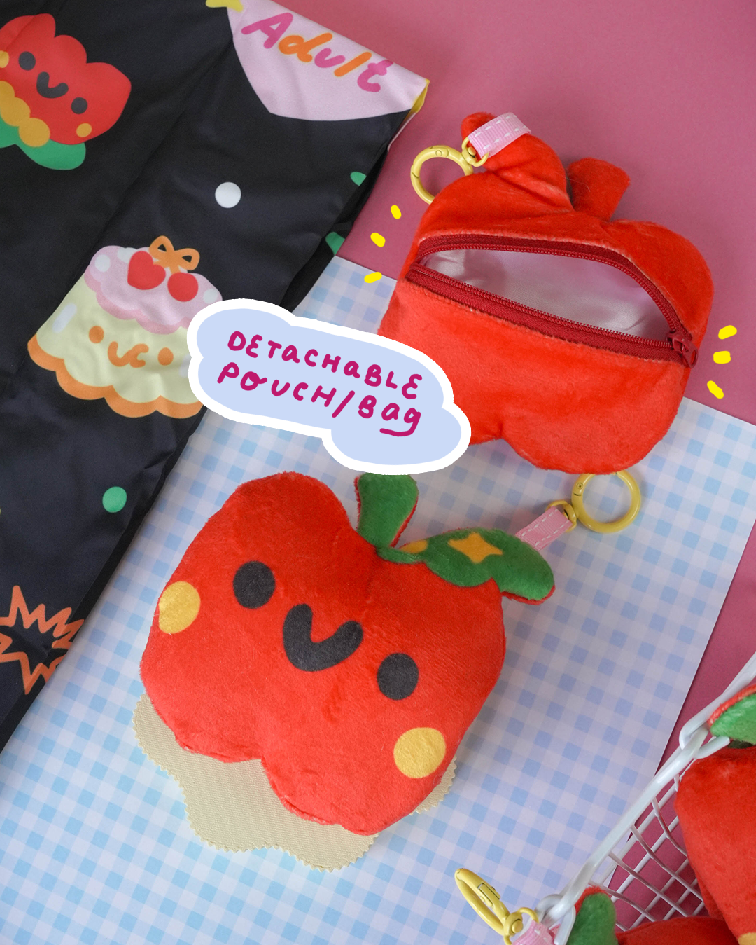 Adulting Apple 2-in-1 Foldable Shopping Bag Charm 🍎 (detachable)