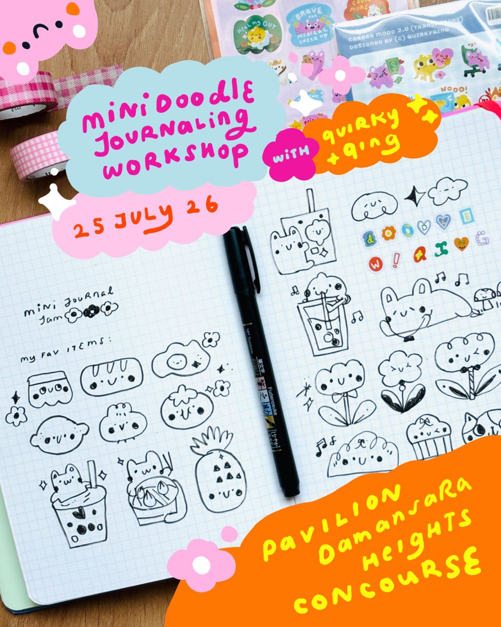 Kinokuniya x QuirkyQing Mini Doodling Workshop 27.07.2026