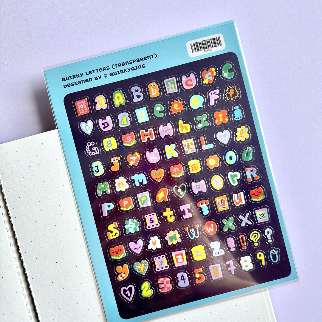 Quirky Letters Transparent Sticker Sheet