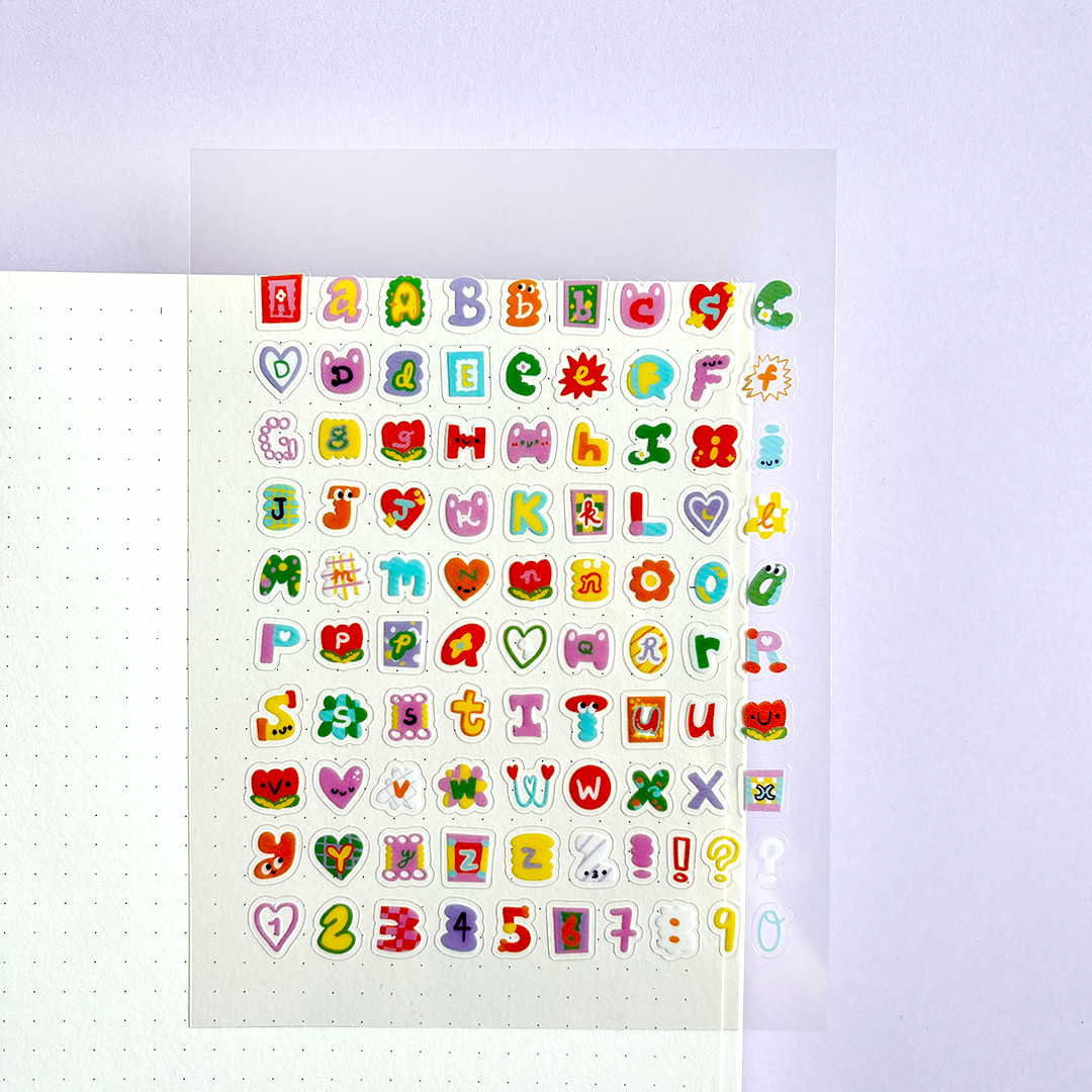 Quirky Letters Transparent Sticker Sheet