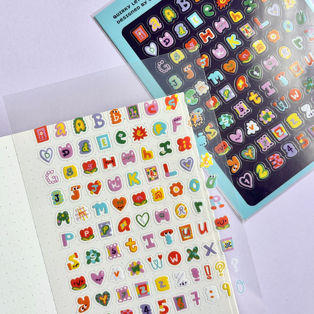 Quirky Letters Transparent Sticker Sheet