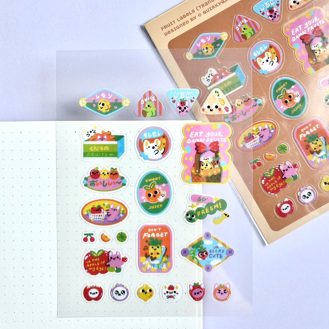 Fruits Label Transparent Sticker Sheet