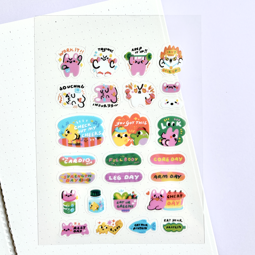 Work Out Transparent Sticker Sheet